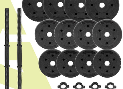Dumbellset - 20 KG - Complete Set - Thuis Sporten - Zwart