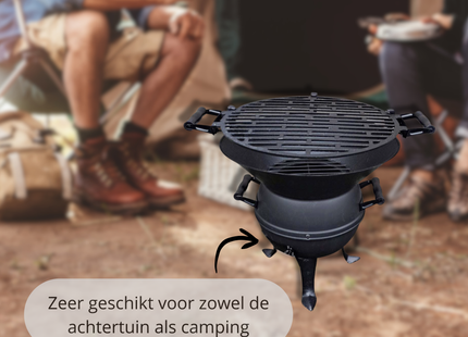 Barbecue - Grill - Gietijzer - Staal - Handgrepen - Ø 35 Grillrooster - 36 x 45 x 36 cm