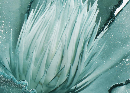 Kunstbloem - Kunstlotus - Kunststof - Turquoise- Glitters