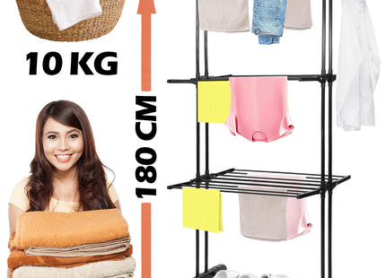 Wasrek - Droogtoren - Droogrek - 4 - Etages - Inklapbaar - Inclusief- Wielen - Draaibaar - 180x75,5x49 cm
