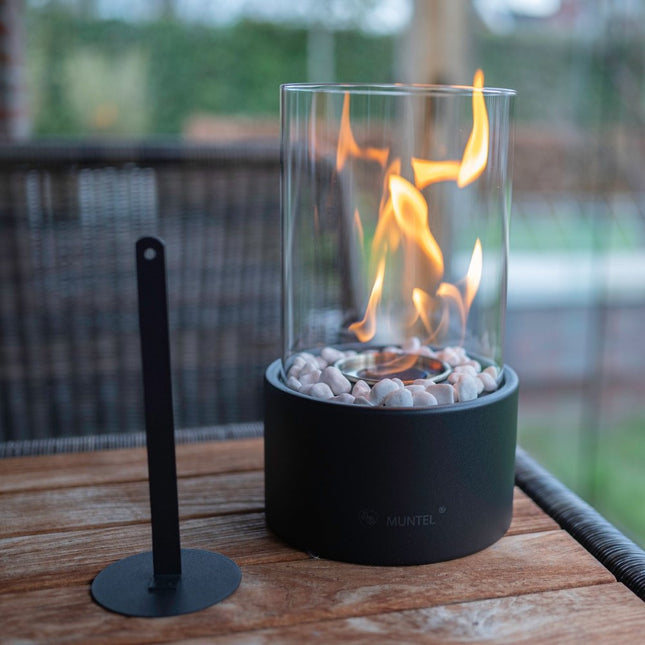 Bio Ethanol Sfeerhaard | Tafelhaard | Binnen & Buiten | Rond | Zwart | ⌀ 15 CM