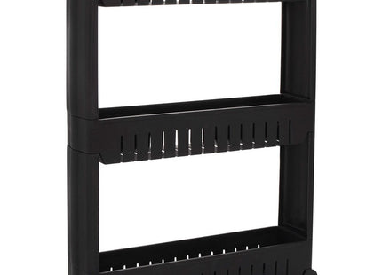 Keukentrolley | Keukentrolley Op Wieltjes | Badkamer Trolley | Opbergrek | 3 Niveaus | 70 x 54 x 12.5 cm | Zwart