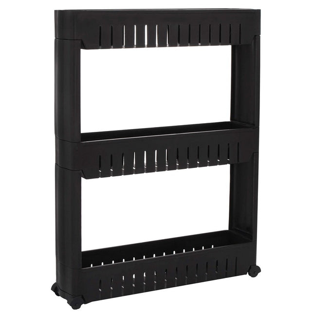 Keukentrolley | Keukentrolley Op Wieltjes | Badkamer Trolley | Opbergrek | 3 Niveaus | 70 x 54 x 12.5 cm | Zwart