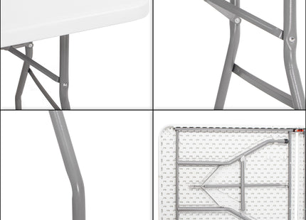 Klaptafel | Vouwtafel | Kampeertafel | Inklapbaar | Draagbaar | 240 x 75 cm | Wit