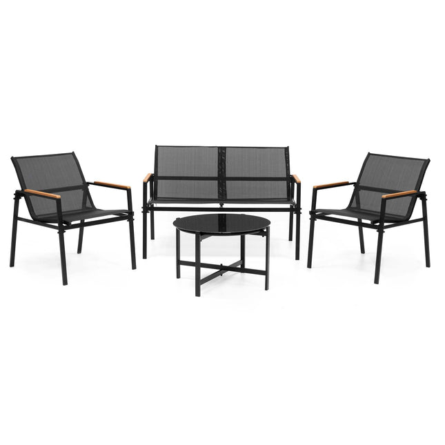 Tuinset | Tuinset 4 Persoons | Tuinsets | Tuintafel & Tuinstoelen & Tuinbank  | 4 Personen | Zwart