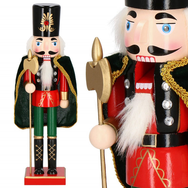 Notenkraker Kerst | 38 cm | Groen/Rood/Goud/Zwart