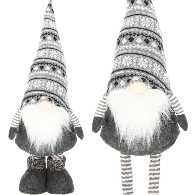 Kerstkabouter | Grijs |1 Stuk | Verstelbaar In Hoogte | 54-86 cm