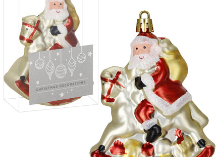 Kersthanger | Kerstman | Kerstboomhanger | Wit | Glitters | Kunststof | 11 cm