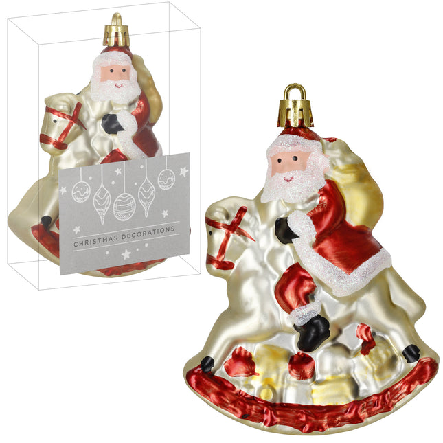 Kersthanger | Kerstman | Kerstboomhanger | Wit | Glitters | Kunststof | 11 cm