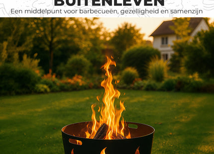 Vuurschaal  Met Grill Functie -   Vuurschaal - 2-in 1 - Vuurkorf - Vuurhaard - Tuinhaard - Staal  - Zwart