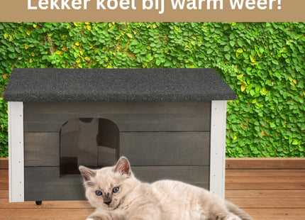 Kattenhuis - Voor Buiten - Geïsoleerd - 56 x 46 x 39 cm - Grijs