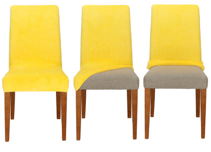 Velvet Stoelhoes - Voor Eetkamerstoelen - Met Stretch - Geel