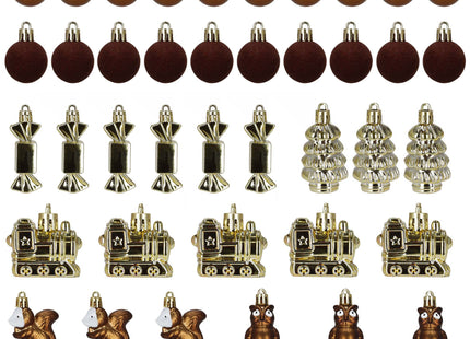Kerstballen | 40 Stuks | 5/6/7 cm | Goud/Bruin