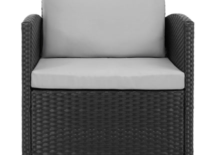 Tuinset - 6 Delig - Stoelen - Bank - Tafel - Rotan -  Zwart/Grijs