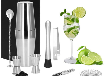 Cocktail Set | 14-Delige Cocktail Shaker Set | RVS | 750 ml | Zilverkleurig
