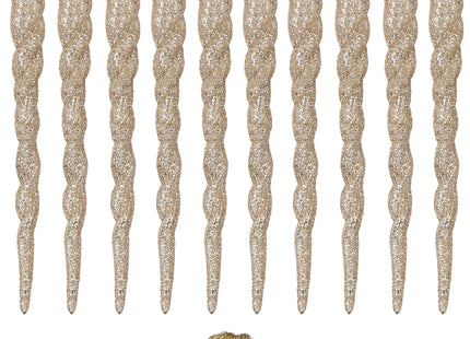 Kersthanger | Kerstboomhanger | Kerstversiering | Ijsspegel | Goud | 10 Stuks | 12 cm