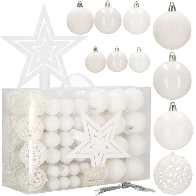 Kerstballen & Piek | 100 Stuks | Wit