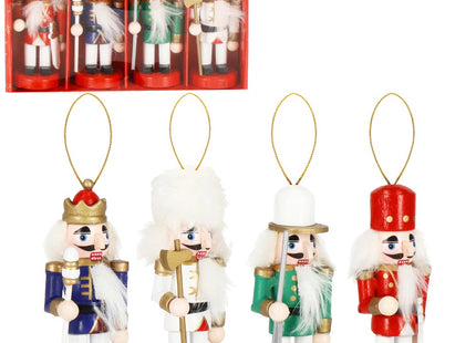 Notenkraker Kerst | Houten Soldaat | Kerstversiering | 4 Stuks | Multicolor | 10 cm