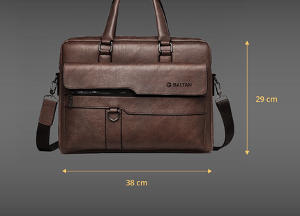 (BALT-AKT-001-01) Baltan Leren Aktetas - Laptoptas - Tot 16 inch - Donkerbruin - 10L - 38 X 29 X 10 CM