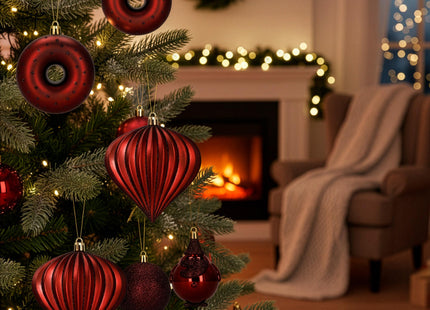 Kerstballen | 12 Stuks | 6 cm | Rood