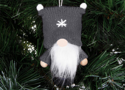 Kerstkabouter -  Kersthanger - Kerstdwerg - Kerstversiering - Grijs - 8 cm