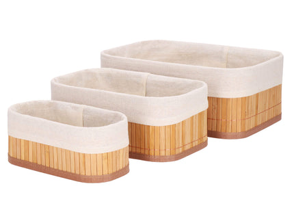 Organizer - Opberger - Badkamer - Cosmetica - Bamboe - Set Van 3 - Ecru