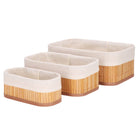 Organizer - Opberger - Badkamer - Cosmetica - Bamboe - Set Van 3 - Ecru