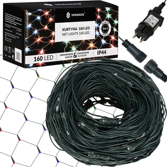 Netverlichting | Lichtgordijn | Kerstverlichting buiten | Multicolor | 160 LED