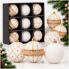Kerstballen | 9 Stuks | 8 cm | Wit/Goud | Fluweel