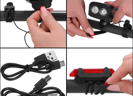 Fietsverlichting - Set Van 2 - Zonne - Energie - USB - Oplaadbaar