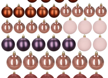 Kerstballen | 40 Stuks | 7/8/9 cm | Paars | Bruin | Parelmoer | Roségoud