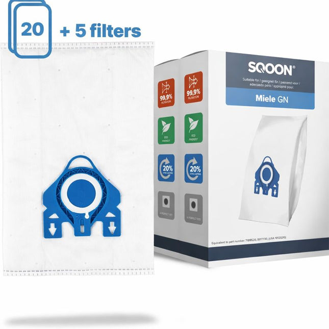 SQOON ® - Stofzuigerzakken geschikt voor Miele HyClean G/N - Miele 9917730 - o.a. Miele Complete C2, Complete C3, Classic C1, S8, S5, S2 Series