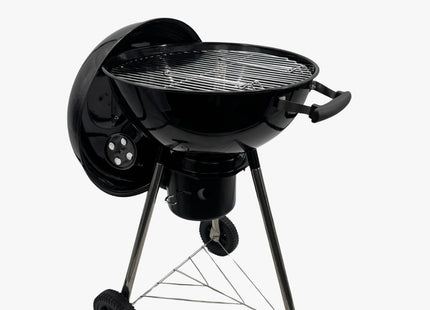 Houtskoolbarbecue - Kogelgrill - Op Wielen - BBQ - Grill - Draagbaar - Uitklapbaar - Camping - Zwart - 47 cm