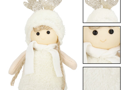 Kerstdame - Kerstversiering - Witte Rendierkabouter - 20 cm