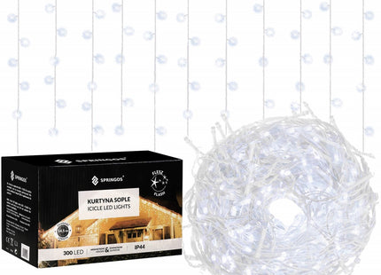 IJspegel Verlichting | 12 m + 2.5 m Snoer | 300 LED | Flash | Koppelbaar | Koel Wit