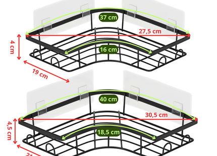 Doucherek - Badkamerplank - Hoekplank - RVS - Zwart - Driehoekig - 3 Kg - 2 Stuks