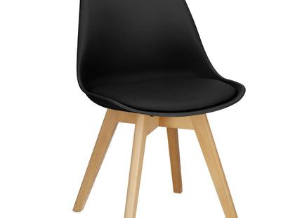 Eetkamerstoel - Gestoffeerd - Zwart - 82 x 44,5 x 41 CM