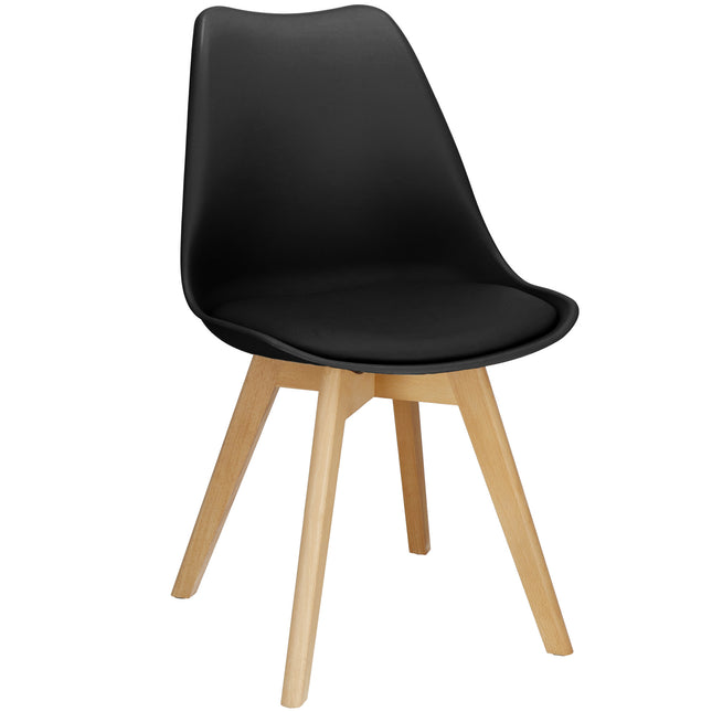 Eetkamerstoel - Gestoffeerd - Zwart - 82 x 44,5 x 41 CM