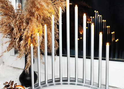 LED Kaarsenbrug | Batterijen | Zilver | Warm Wit