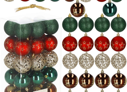 Kerstballen | 30 Stuks | 6 cm | Bruin/Groen/Rood/Goud