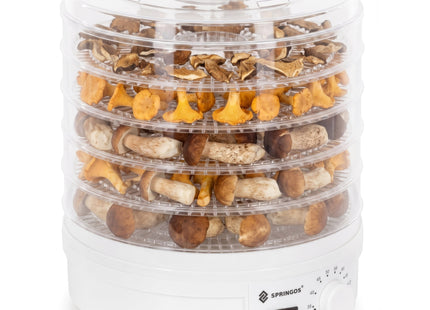 Voedseldroger - Fruit- en kruidendroger -  5 Laags - Metaal - Kunststof -  35°C – 70°C - 15 Liter - 350 Watt