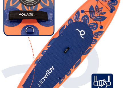 SUP Board - Opblaasbaar Paddle Board - Met Tas - Met Zitje -Inclusief Accessoires - Complete Set - Max. 220KG - 350x86cm - Marineblauw/Oranje