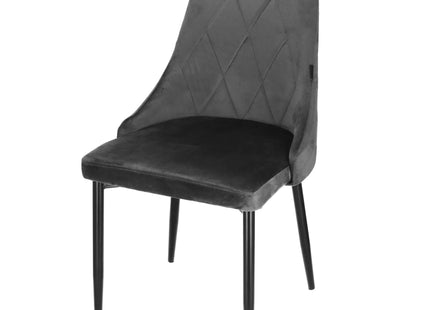 Stoel - Gestoffeerd - Fluwelen - Metaal - Woonkamer - Keuken - Eetkamer - Interieur - Donkergrijs