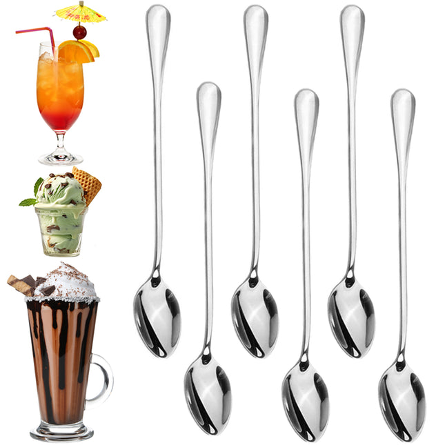 Latte -Dessertlepels Set van 6 - RVS - 19,7 cm - Zilver