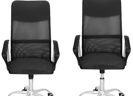 Bureaustoel - Draaibaar - Metalen Onderstel - Kunststof - Eco-leer - Zwart - 120 kg