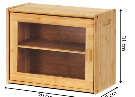 Broodtrommel Voor Op Het Aanrecht - Broodmand - Bamboe Deksel - 2 Laags - Zwart - 20 X 39 X 31 CM