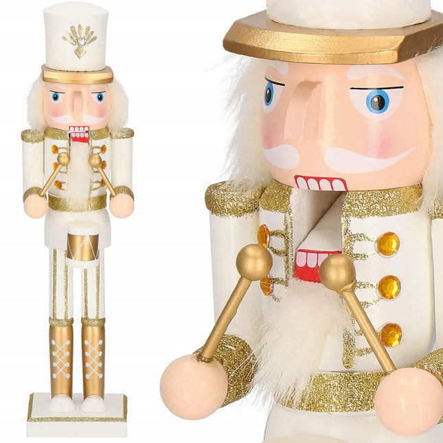Notenkraker Kerst | 38 cm | Wit/Goud