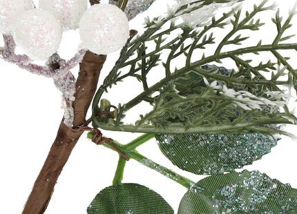 Kersttak | Decoratie | Glittervogel | Groen/Wit | 25.5 cm