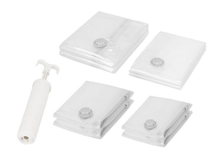Vacuümzakken Set | Opbergzakken Kleding | Herbruikbaar | 8 Stuks | 4 Maten | Transparant | Inclusief Pomp
