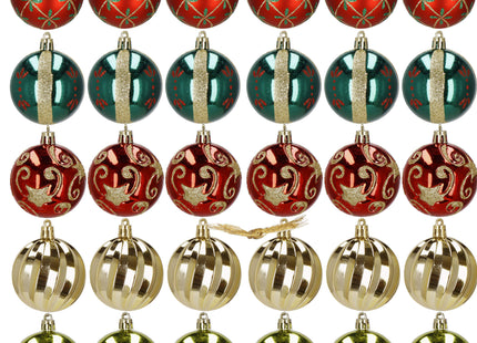 Kerstballen | 30 Stuks | 6 cm | Groen/Rood/Goud
